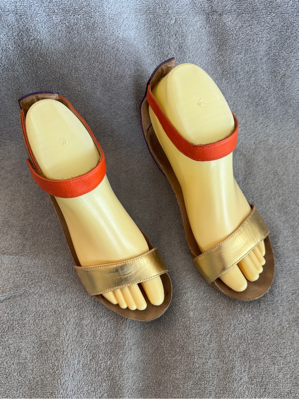 Naot Metallic Gold/Orange/Purple Slingback Wedge Sandals Size 35 / 5